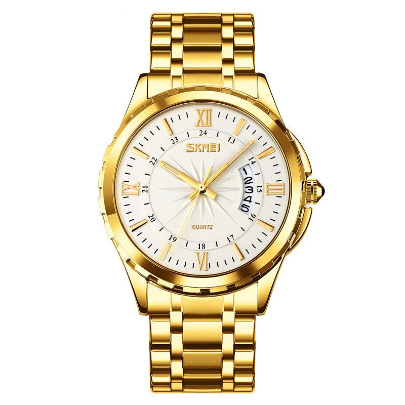 Men's Steel Belt Business Waterproof Calendar Quartz Watch
