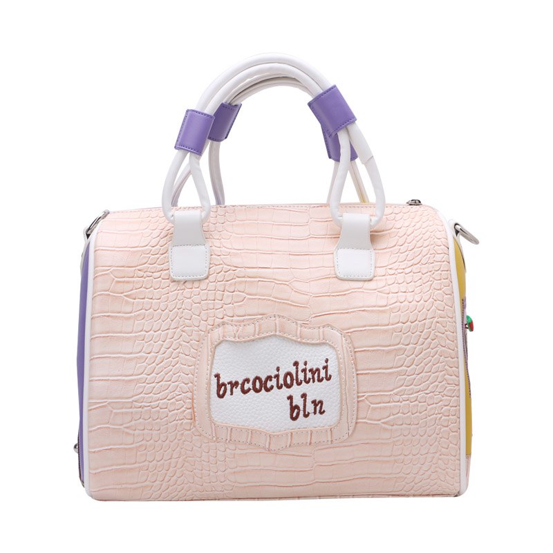 European and A merican Style Women Girl Solid Zipper Tote Cartoon Embroidery Messenger Travel Handbag Shoulder Bag